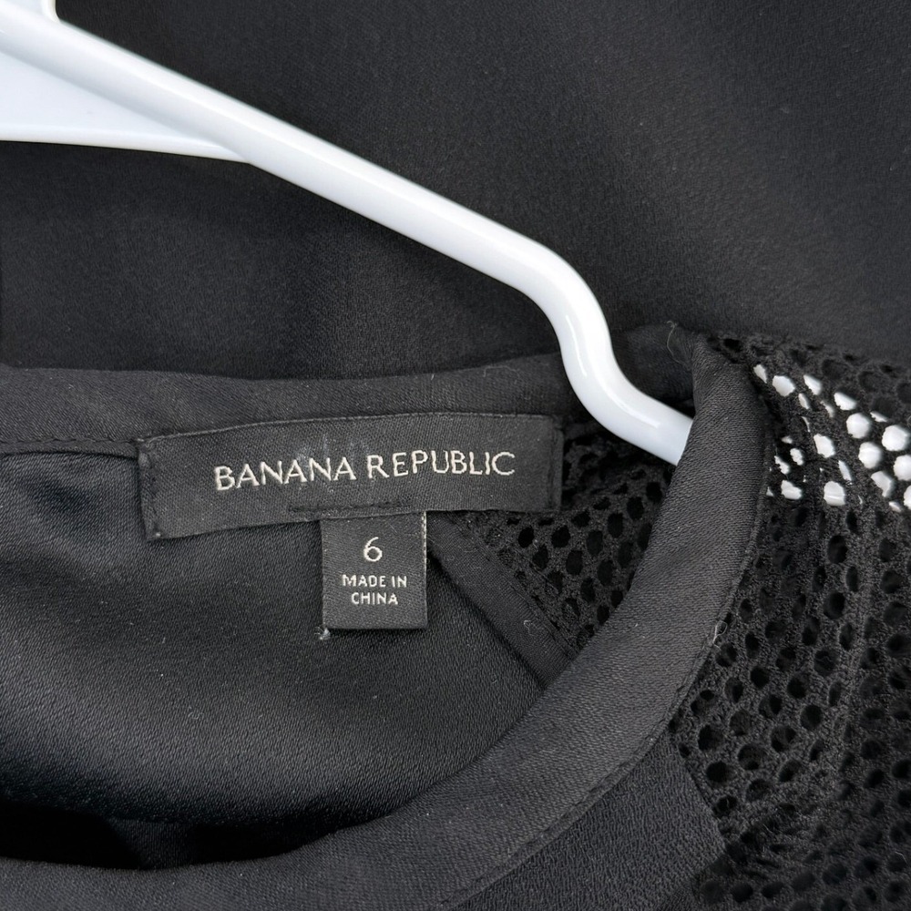 Banana Republic Black Dress Sleeveless Mesh Detail Casual Size 6 LBD Boho Chic - Picture 2 of 16